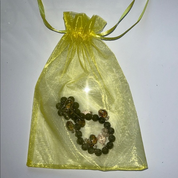 NWOT Genuine Gemstone Religious Icon Stretch Charm Bracelet - Picture 5 of 5